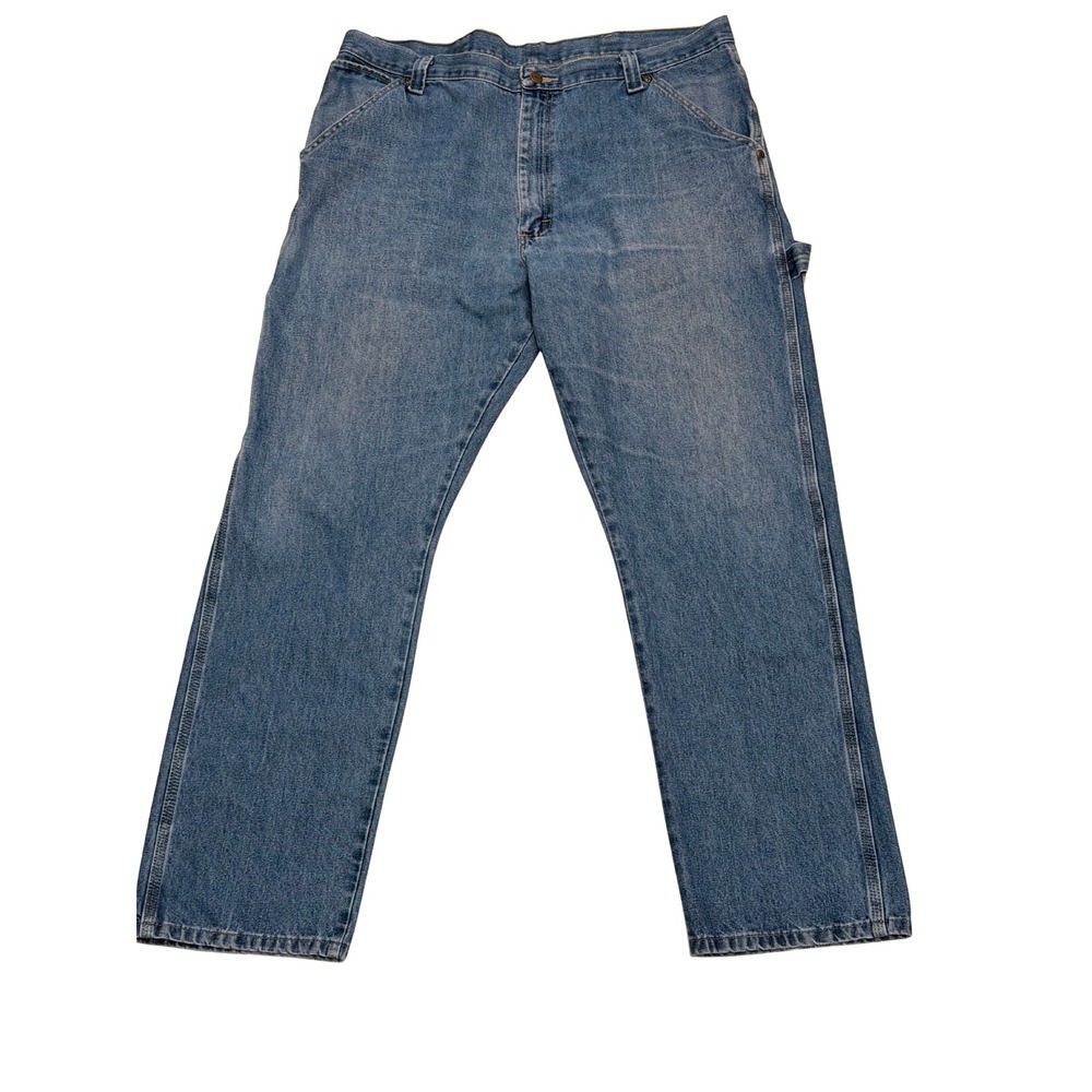 Wrangler Mens Carpenter Jeans 38x32 Medium Wash Blue Denim Utility Work Pants